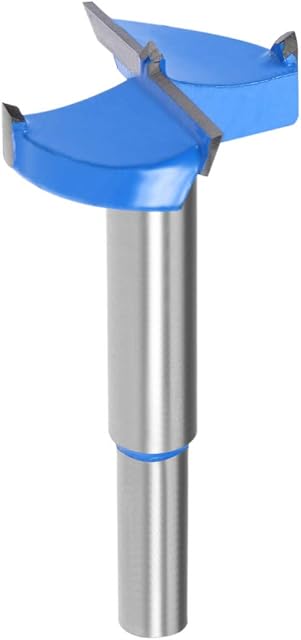 sourcing map Forstner Drill Bits 38mm, Tungsten Carbide Wood Hole Saw Auger Opener, Woodworking Hinge Hole Drilling Boring Bit Cutter (Blue, Gray)