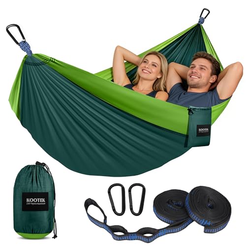 Kootek Camping Hammock 500 lbs Capacity, Portable Hammocks with Tree Straps & Attached Carry Bag, Camping Essentials Gear, Perfect for Outside Indoor Hiking Beach Backpack Travel