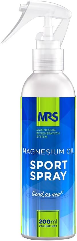 Premium Magnesiumoliespray met Collageen, Ontspannen en Herstellen van Pijnlijke Spieren en Krampen, MRS Sports Spray, Magnesiumregeneratiesysteem, 200 ml – 6.76 fl oz.