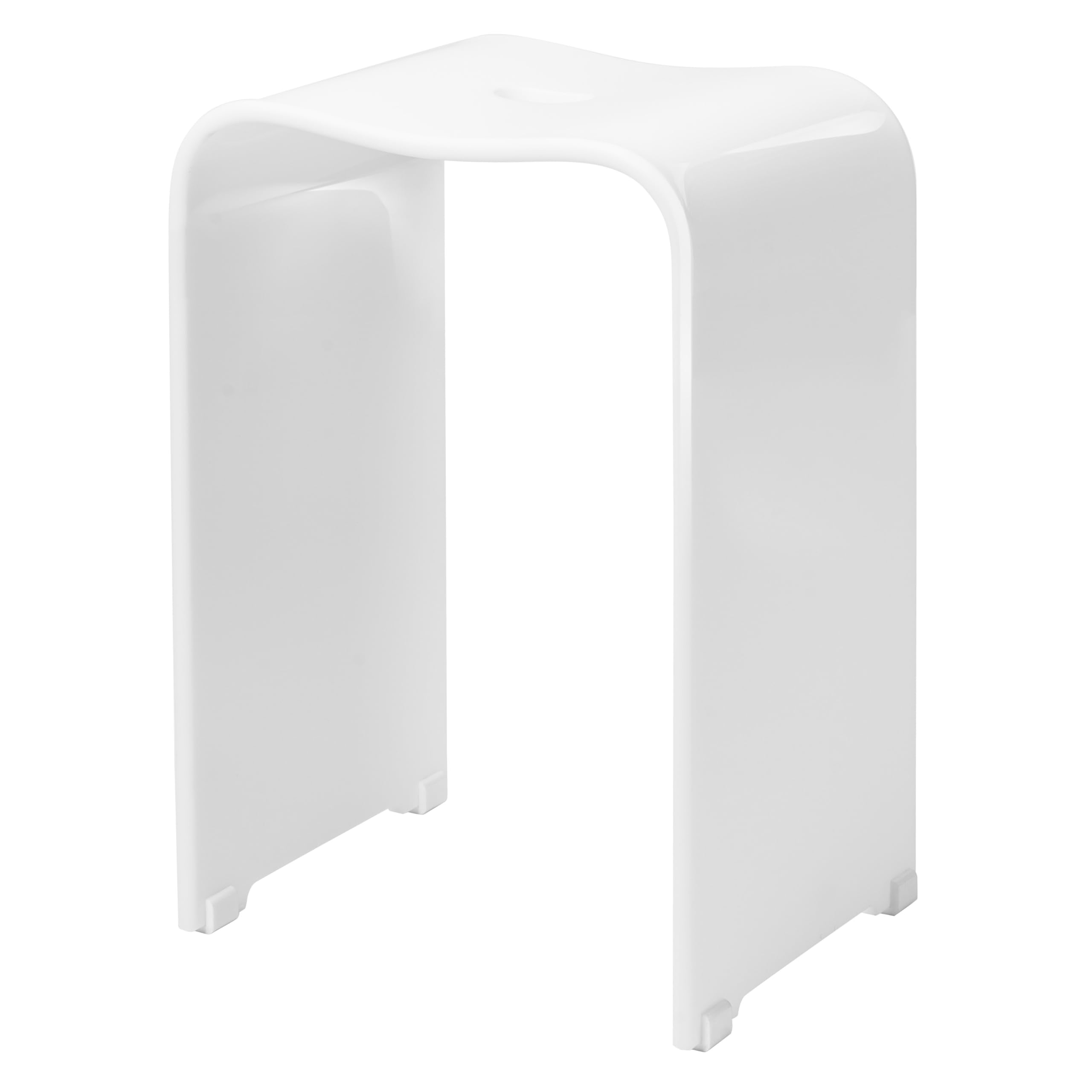 bremermann Bathroom Stool, Shower Stool, Approx. 33 x 27.5 x 48 cm (W x D x H), with Recessed Grip, Ergonomically Shaped, Maximum Load 130 kg (acrylic-white-glossy)