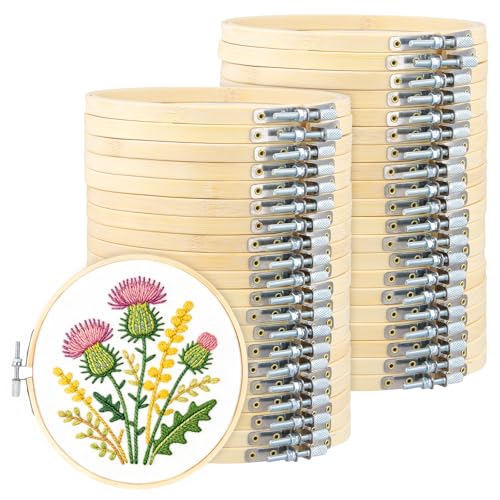 Cercle à broder de 15 cm SOUJAP : lot de 40 en bambou pour vos ateliers couture et DIY créatifs