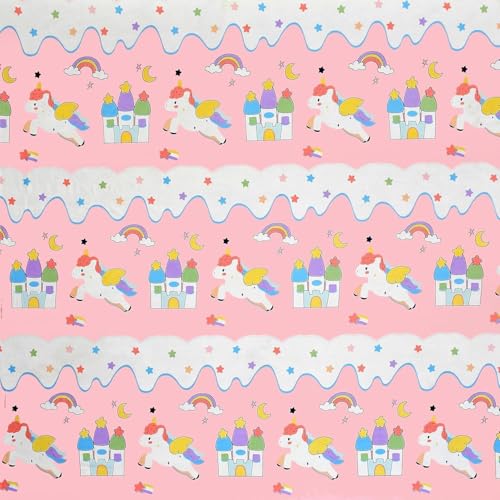 Image of RD FABS Glace Cotton Wrinkle Free Soft Hypoallergenic Bed Sheet with 2 Pillow Cover,Cartoon Printed,Double Bed King Size Bedsheet for Kids Room Boys Girls(90x95 Inches /Pink /Unicorn),144 TC