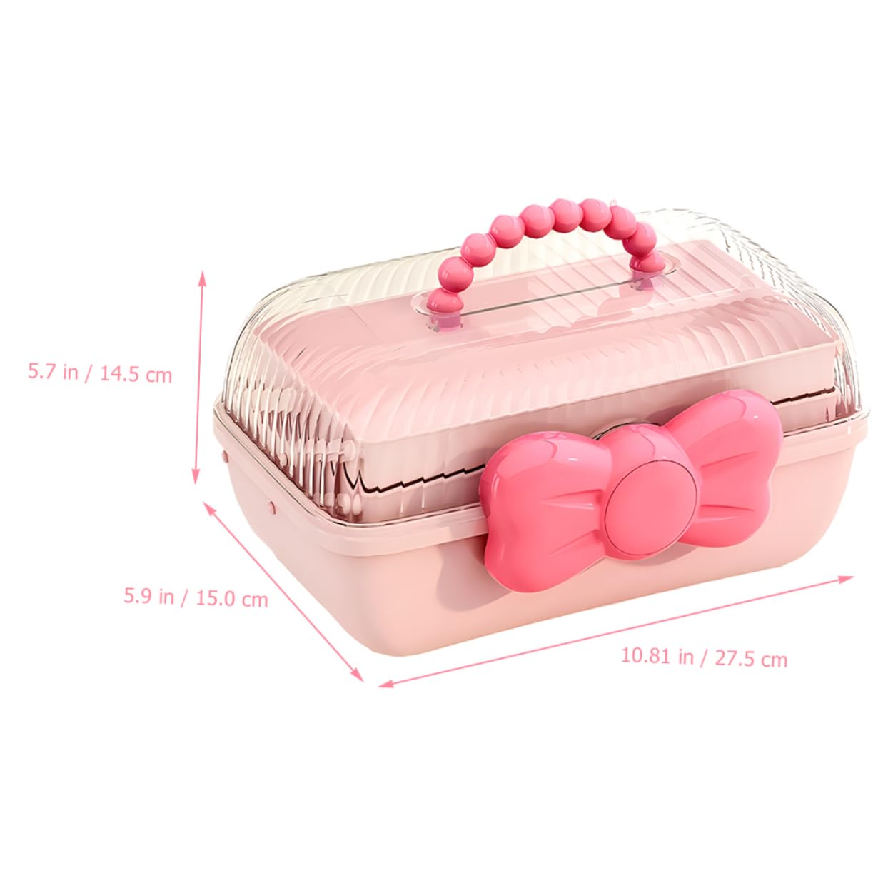 SOLUSTRE 2 Stück Süße Schleife Mädchen Schmuck Aufbewahrungsbox Tragbar Tragbar Haarband Haarspange Kopf Blume Mehrschichtiges Fach Schmuckschatulle Rosa Haarschleife Mädchen Haarschmuck