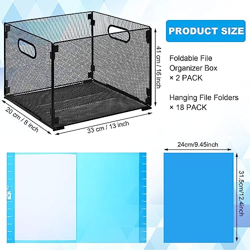 Yingzhao Hanging File Folder Organizer Box 2 Pcs Black Metal File Box And 18 Pcs Colored Letter Size Hanging File Folder Boxes Set For Home School File Holder Crate Storage Wire Mesh Box #TOP1