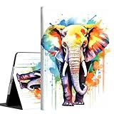 Case for 9.7 Inch 2017 2018/Ipad air/Ipad Air 2， Auto Sleep/Wake Multi-Angle Viewing Slim Folio Stand Cover Case for Ipad 6th/5th Generation, Watercolor Elephant
