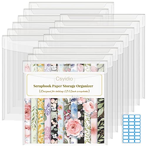 Csyidio 14 Pieces 12X12 Inch Scrapbook Paper Storage Organizer With Large Label Stickers Clear Paper Storage Organizer With Sealing Design Holds Scrapbook Paper, Vinyl Paper #TOP7