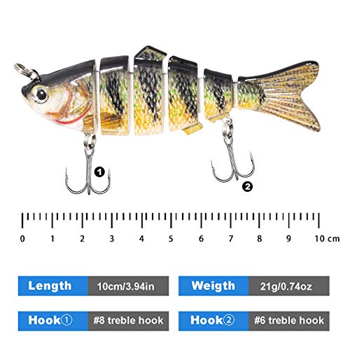Petulove Bass Swimbaits, Fishing Lures For Trout,Bass,Walleye, Predator Fish-Slow Sinking Bionic Fishing Swimming Lures For Freshwater Saltwater.segment Lifelike Multi-Jointed Lures Tackle Kit, 3 Pack #TOP2