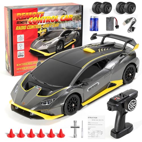 LTFIOON Ferngesteuertes Auto Drift, 2.4GHz 4WD Ferngesteuertes Auto mit LED Scheinwerfern, 35km/h, 360°Drehung Rennauto Ferngesteuert, Weihnachten Geburtstags Geschenke für Jungen ab 6-12+ Jahre