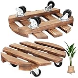 CuffUp 2 Pack Plant Stand with Wheels, Plant Caddies with 360° Lockable Smooth Sliding Wheels Durable Sturdy, Outdoor/Indoor Heavy Duty Rolling Plant Stand for Plant Pot,Flower Pot (12' Dark brown)