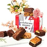 David’s Cookies Mother’s Day Brownies Gift Tin – 6 Individually Wrapped Assorted Fudgy Chocolate Brownie Slices – Gourmet Dessert Sweet Sampler Gift Box for Mom, Sweet Bakery Treat for Her
