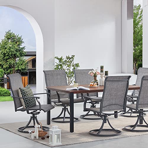 Vicllax Outdoor Swivel Dining Chair Set Of 2, Weather Resistant Patio Swivel Chair With Textilene Fabric, Patio Furniture Chair For Garden, Backyard, Porch (Grey) #TOP1