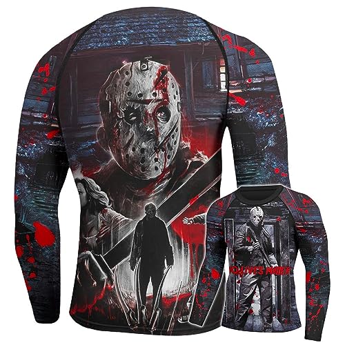 Print 3D Never Fade Compression Shirt Gift On Birthday, Mens Rash Guard Long Sleeve Michael Myers Boogeyman - XL