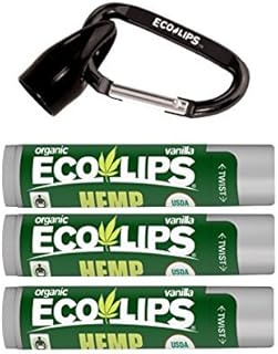 Eco Lips Organic Hemp Lip Balm with Beeswax, Coconut Oil, Vitamin E to Soothe Chapped Lips. 100% Plastic-Free Plant Pod Pa...