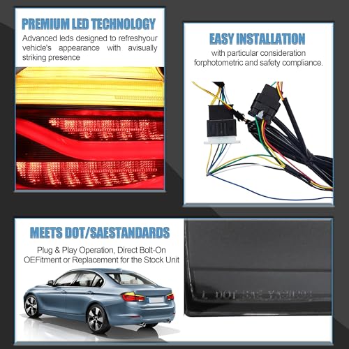 VLAND LED Rear Lights Compatible With 3-Series F30 F35 F80 M3 2013-2018 Sixth generation,Tail Lights Assembly w/Sequential Turn Indicator,Smoked - Image 2