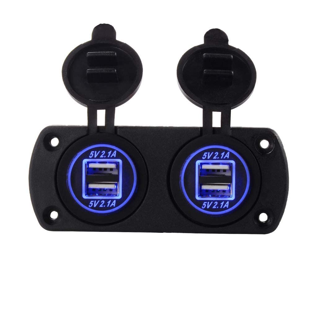 Dual 4.2A USB Car Charger Power Outlet Adapter Socket,Waterproof 4Port