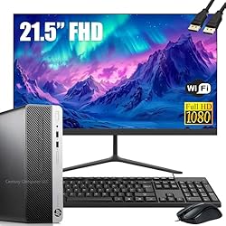 HP ProDesk 400 G5 SFF Desktop Computer with 21.5" FHD Monitor Bundle PC Set, Intel Six Core i5-8500 up to 4.1G