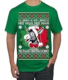 Jing a Di Jing Dominick The Italian Christmas Donkey, Classic New York Brooklyn Xmas Song Lyrics Ugly Christmas Sweater Men's T-Shirt, Kelly, Medium