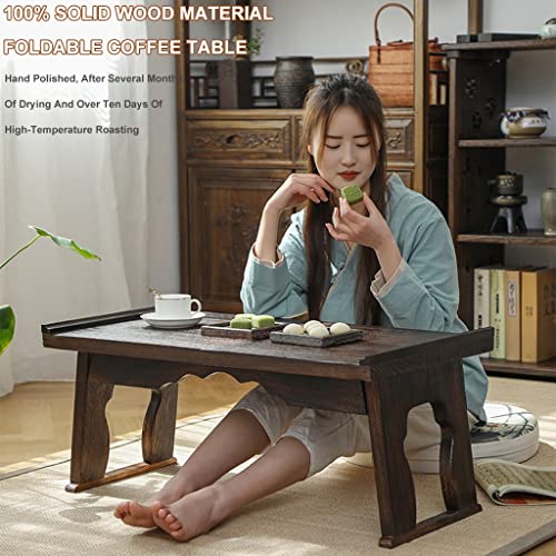 Table basse multifonctionnelle marron et table pliante japonaise d'appoint