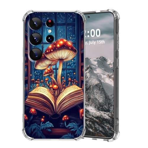 SFJAXYOV for Samsung Galaxy S24 Ultra Case, Mushrooms Growing from Book Slim Fit Phone Case, Shockproof Cover for Samsung Galaxy S24 Ultra 6.8"
