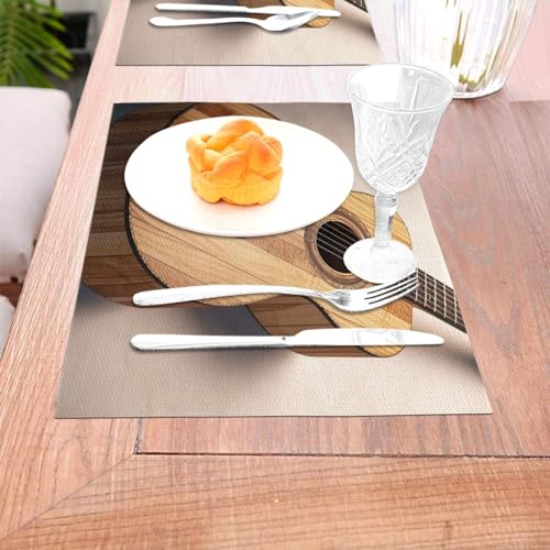 Set de table guitare en PVC lot de 6 résistant à la chaleur 45x30 cm - 4