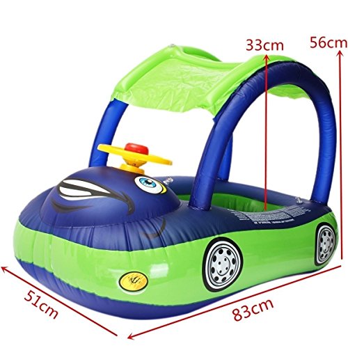 Baby Pool Float With Canopy Summer Steering Wheel Sunshade Swim Ring Car Inflatable Toys Infants Float Seat Boat For Kids Toddlers #TOP6