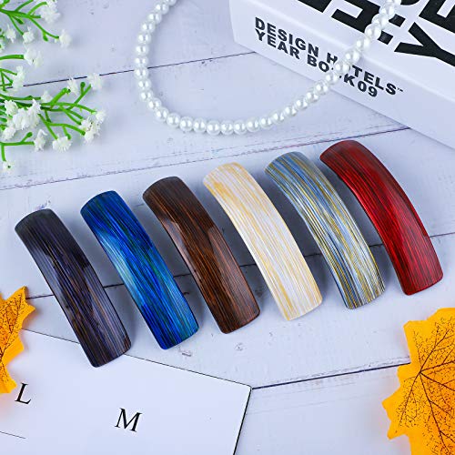 Elcoho 6 Colors Retro Large Hair Barrettes Acrylic Automatic Barrettes Hair Pins For Women Ladies Daily Wearing #TOP3