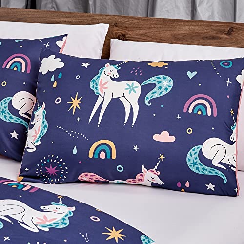 Chezmoi Collection 3-Piece Kids Bedding Comforter Set - Soft Microfiber Multi-Color Kids Cute Magical Unicorn Love Hearts Rainbows, Twin #TOP1