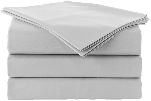 LAXLINEN 100% Organic Cotton Sheets King Size Set, 4 Pieces 800 Thread Count, Soft & Breathable Percale Weave Bedding, Deep Pocket 17" Hotel Standard, Crisp Cool Feeling Silver Grey Solid
