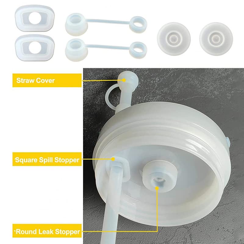 SWZHAI Set Di 8 Tappi In Silicone Per Stanley Cup 1.0 (1,13 E 0,85 L) – Antigoccia, Coperchi Per Cannuccia, Bianco