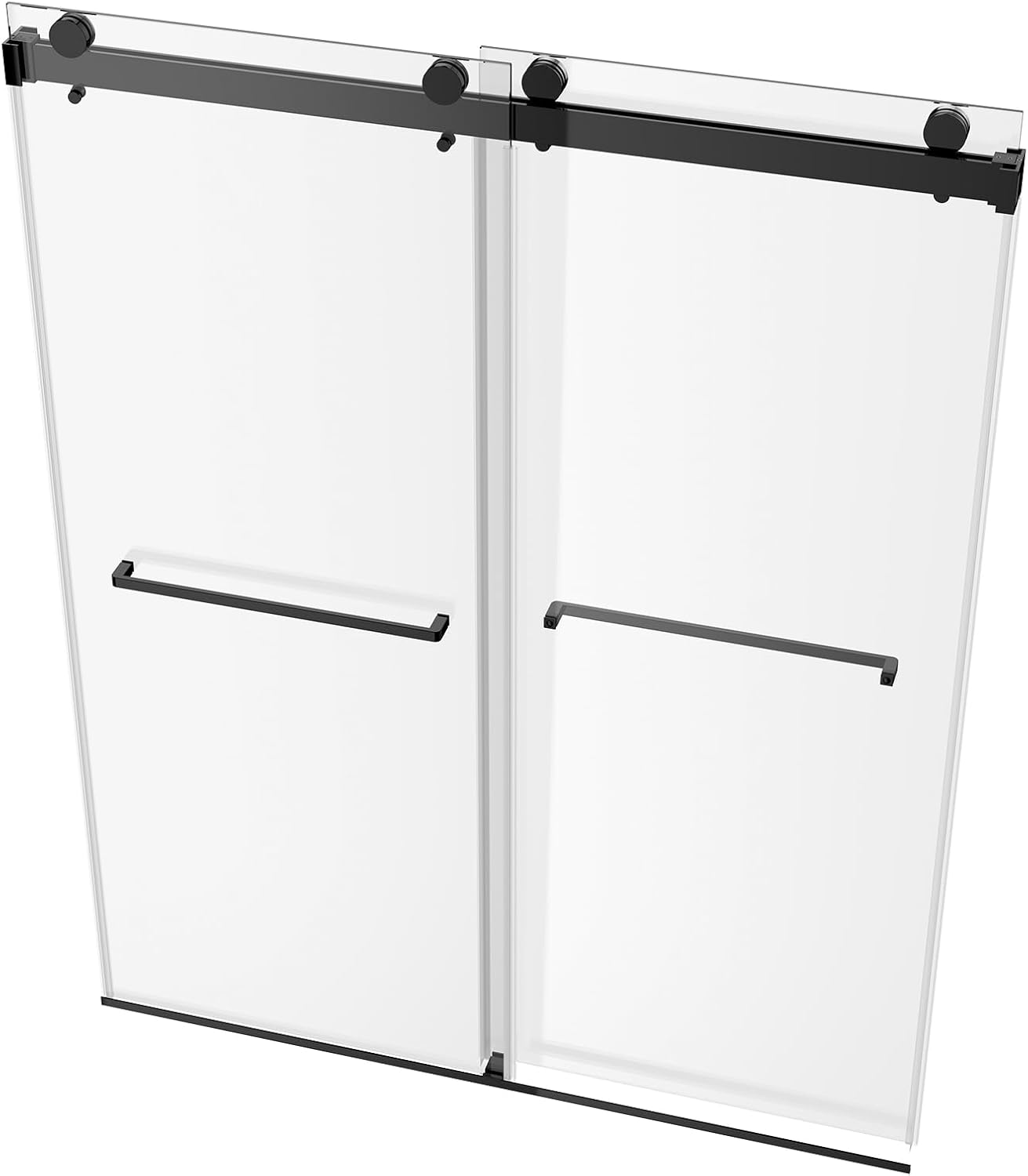 56–60" W × 78" H Frameless Sliding Glass Shower Door, 3/8" (10mm) Thick Tempered Glass, Stainless Steel Hardware, Double Sliding Shower Doors for Walk in Shower, Matte Black