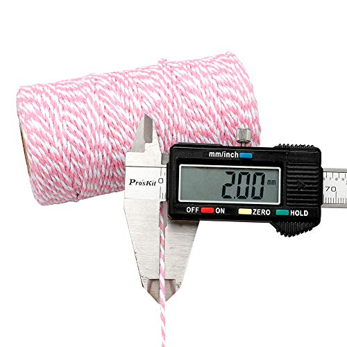 Image of G2PLUS 2MM Cotton String, 328 Ft Pink and White Cotton Twine for Gift Wrap