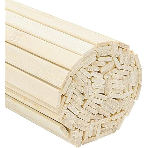 Belle Vous Bambus Holzstäbe Extra Lang zum Basteln aus Naturholz (100 Stk) - 40cm Stabile Holzstäbchen Holzdübel Rechteckige Bastelstäbchen aus Holz Bambusstäbe Bambusstangen zum Basteln Cover