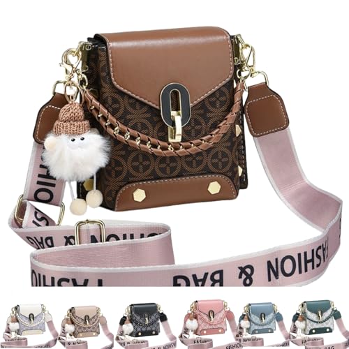 VTYFRY Crossbody Bags for Women Trendy Fashion Versatile Y2K Purse for Ladies Shoulder Handbags Satchel Sling with Keychain (Brown)