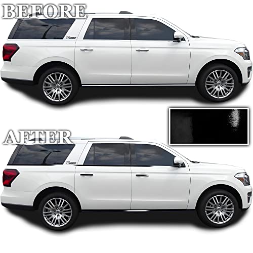 Image of BOGAR TECH DESIGNS for Ford Expedition MAX 2018-2024 Side Window Chrome Delete - Precut Vinyl Trim Overlay, Gloss Black Blackout Appearance