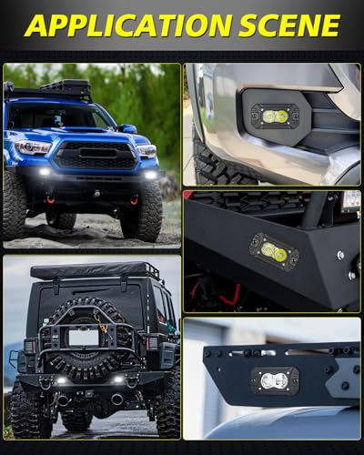 Image of Flush Mount LED Pods, AKD Part CREE LED Flush Bumper Lights 40W Spot Flood Combo Offroad Driving Light Backup Reverse Lights Flush Mount LED Fog Light Pods for Trucks Pickup SUV UTV ATV