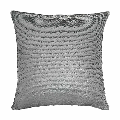 Black Velvet Studio Funda cojín Glamour 100% poliéster, Color Gris Plata. Divertida Textura con un Punto Sofisticado, Efecto Brillo Suave 45x45 cm Cover