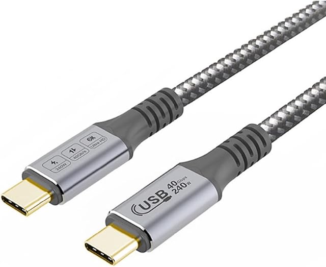 USB4 Thunderbolt 4 Cable 40Gbps 8K Video and 240W Charging Full-Featured USB C Cable Compatible with Thunderbolt 3 for MacBook Pro iPad Galaxy S22 Mac Mini M1 External SSD eGpu (0.8m)
