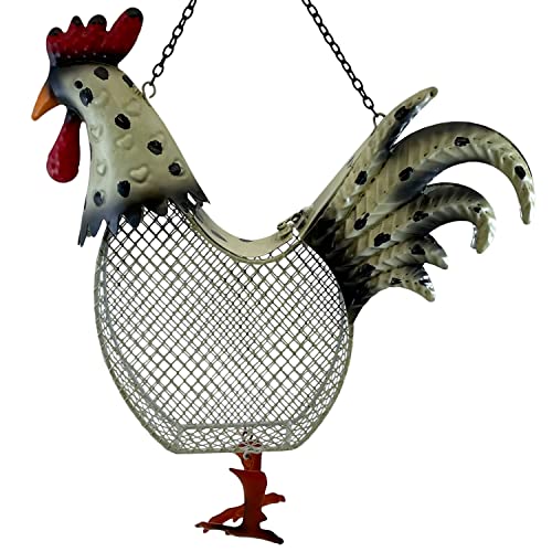 Gift Essentials Metal Mesh Bird Feeder, Rustic Rooster with Hanging Chain, Holds Approximately 5 Cups Bird Seed