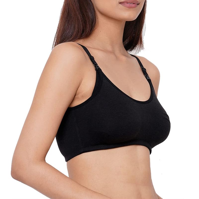 Image of Inner Sense Organic Cotton Bamboo Nursing Bra for Women I Non Padded Feeding Bra with Keyhole Back Design I Wire Free Maternity Innerwear with Full Coverage