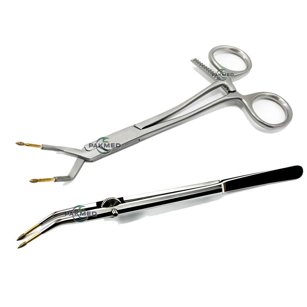 Photo 1 of 2 Pcs Keramo Grip Forceps & Jacket Grip Forceps Dental Crown Holder Telescope Tweezer Dental Crown Holding Forceps