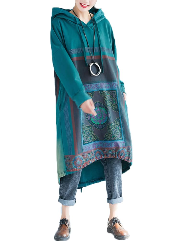 FTCayanz Damen Hoodie Kleid Pullover Oversize Kapuzenpullover Lange Sweatshirts Pulloverkleider