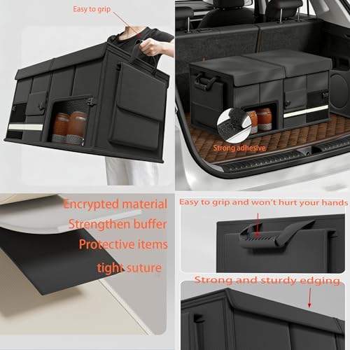 Boîte de rangement coffre voiture multi-compartiments 60L résistant - 6