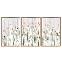 SIGNWIN 3 Piece Framed Canvas Wall Art Flower Canvas Prints Home Artwork Decoration for Living Room,Bedroom - 16