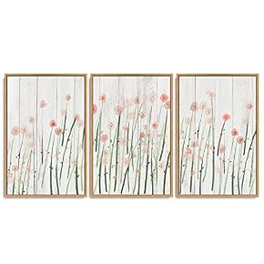 SIGNWIN 3 Piece Framed Canvas Wall Art Flower...
