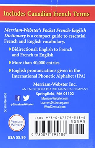 Merriam-Webster’s Pocket French-English Dictionary (Pocket Reference Library) (Multilingual, French And English Edition) #TOP1