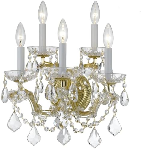 Maria Theresa 5 Light Hand Cut Crystal Gold Sconce