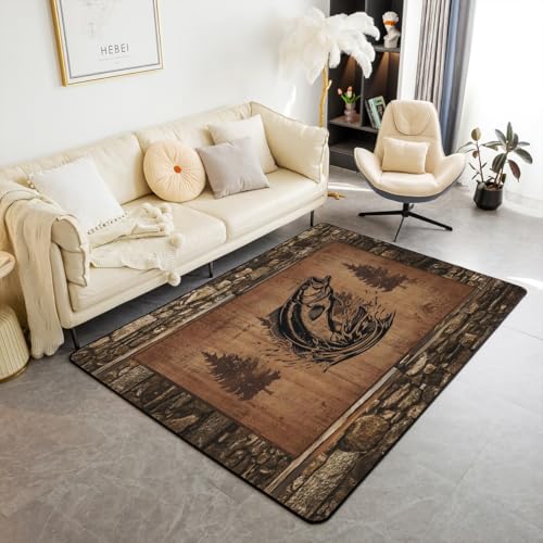 Feelyou Fish Area Rug for Girls Boys 5x7 Fish Hunting