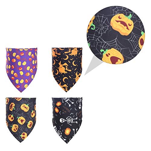 VILLCASE 4 PeÃ§as de Bandanas de Cachorro de Halloween Cachecol TriÃ¢ngulo de Cachecol de Halloween