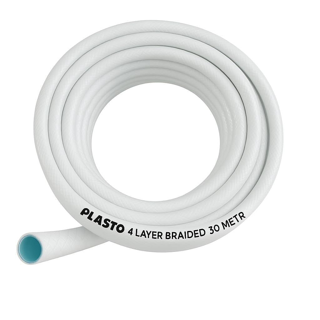Plasto 4-Layer Braided Garden Hose Pipe | 1 Inches, 30M | UV Stabilized, Heavy-Duty Flexible Water Pipe | 3-Year Warranty | Leak-Proof Outdoor Hose for Home, Lawn & Agriculture | 25MM |100 ft-picture-27