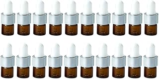 Jarvials 50 PCS, 1ml Dark Brown Glass Bottles with Eye Droppers Bottles Mini Thick Dark Amber Glass Dropper with Silver Cap, Leakproof Essential Oils Bottles